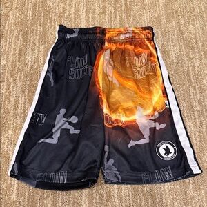 Flow Society boys Black and Orange Athletic Shorts. Youth small.